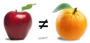 Doesn't make sense to compare an apple to an orange.